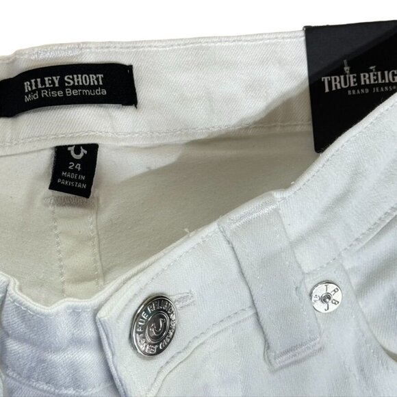 TRUE RELIGION RILEY SHORT Women's Shorts Cotton Stretch Mid Rise Bermuda Size 24 - Picture 6 of 8